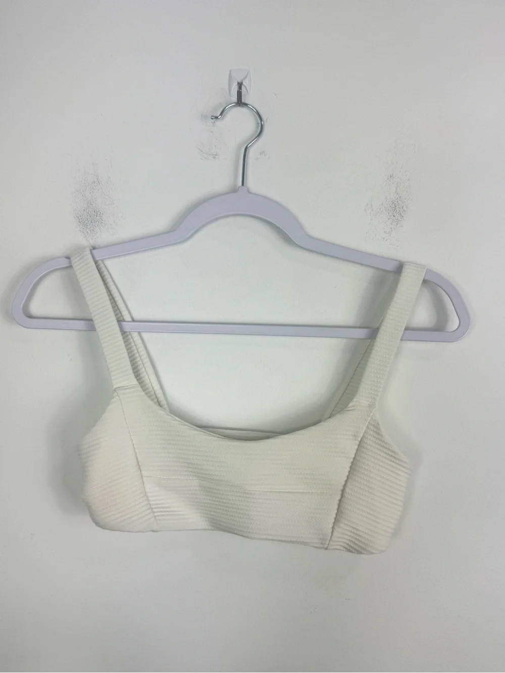 LSPACE Jess Bikini Top White Size M Ribbed Triangle Swim Top